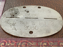 Load image into Gallery viewer, Original WW2 German Army Soldiers Dog Tags - 1 L Sch E Btl 2 2060
