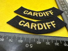 Load image into Gallery viewer, Original WW2 British Home Front Civil Defence Cardiff Shoulder Titles
