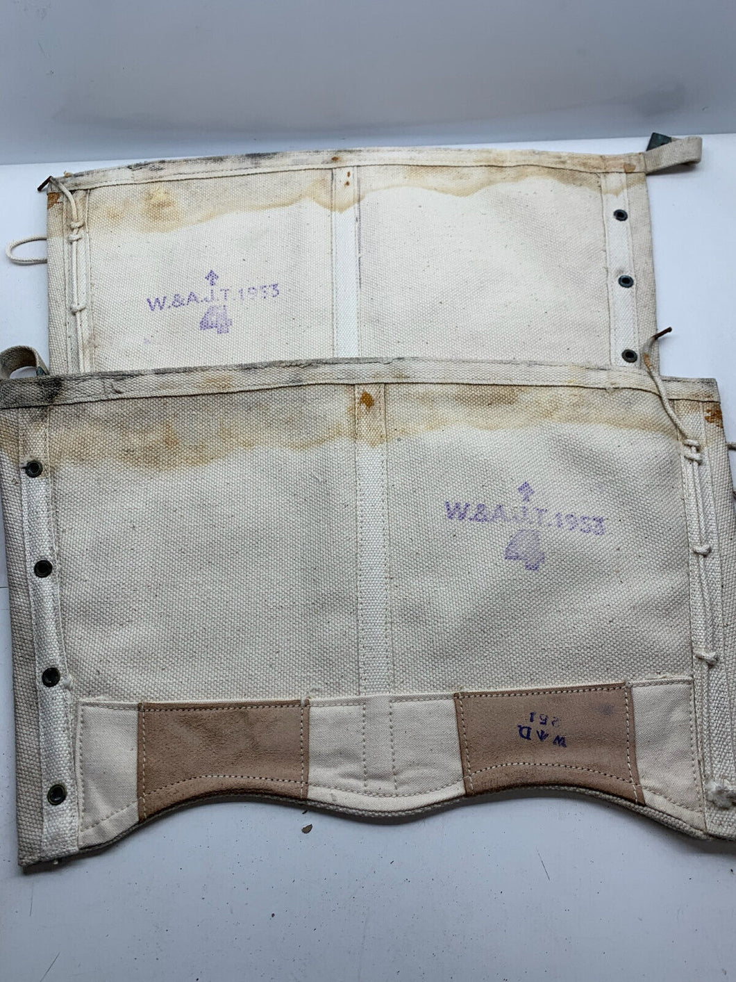 Original British Army / Royal Navy White 37 Pattern Spats / Gaiters- Well Marked