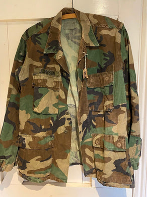 US ARMY named Hot Weather Woodland Camouflage BDU Combat Jacket - Small / Reg - The Militaria Shop