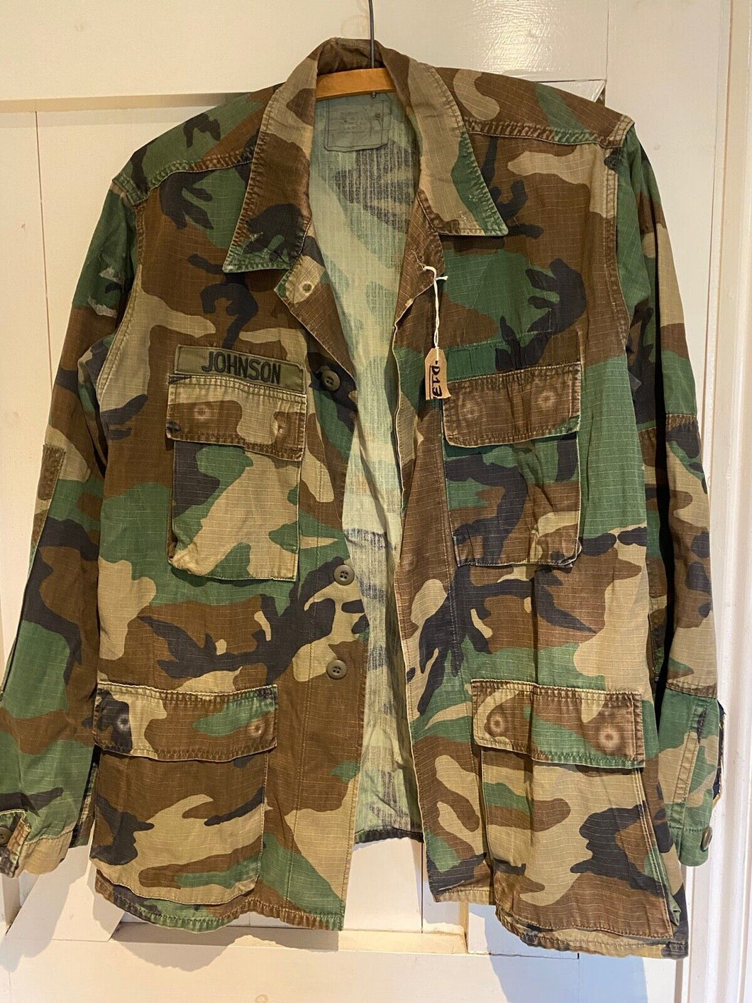 US ARMY named Hot Weather Woodland Camouflage BDU Combat Jacket - Small / Reg