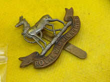 Load image into Gallery viewer, WW1 / WW2 British Army ROYAL WARWICKSHIRE REGIMENT White Metal &amp; Brass Cap Badge
