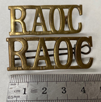 British Army WW1 RAOC Royal Army Ordnance Corps brass shoulder titles. - The Militaria Shop