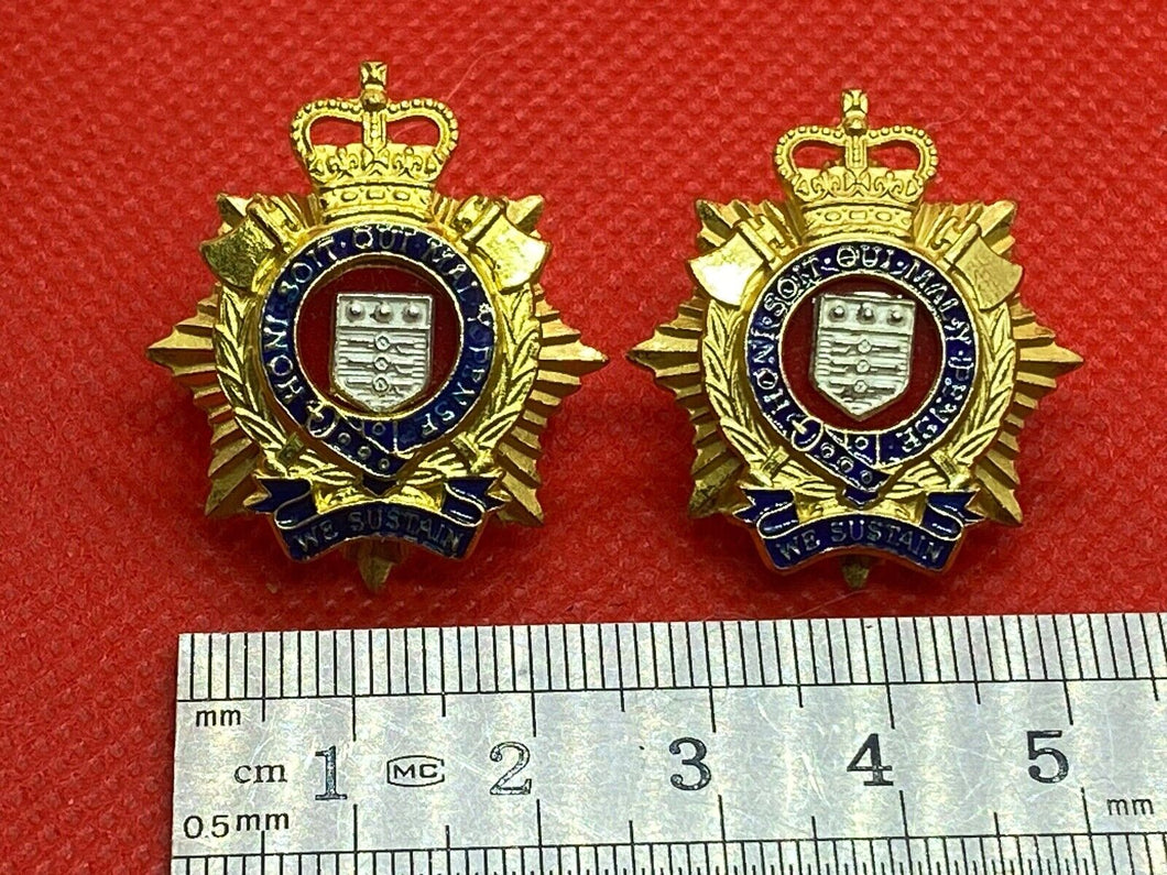 Original British Army - Army Logistics Corps Officer's Collar Badges - Pair