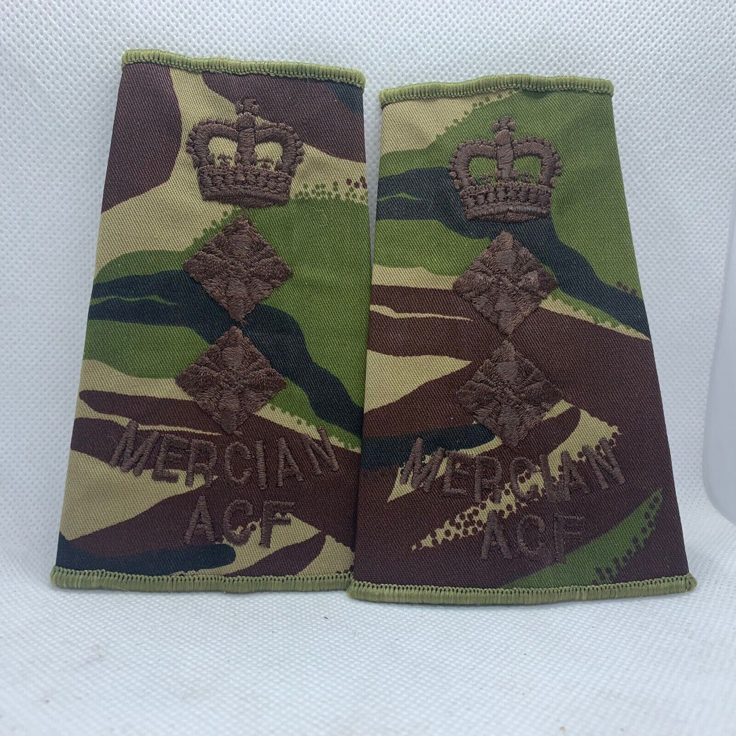 Mercian ACF DPM Rank Slides / Epaulette Pair Genuine British Army - NEW