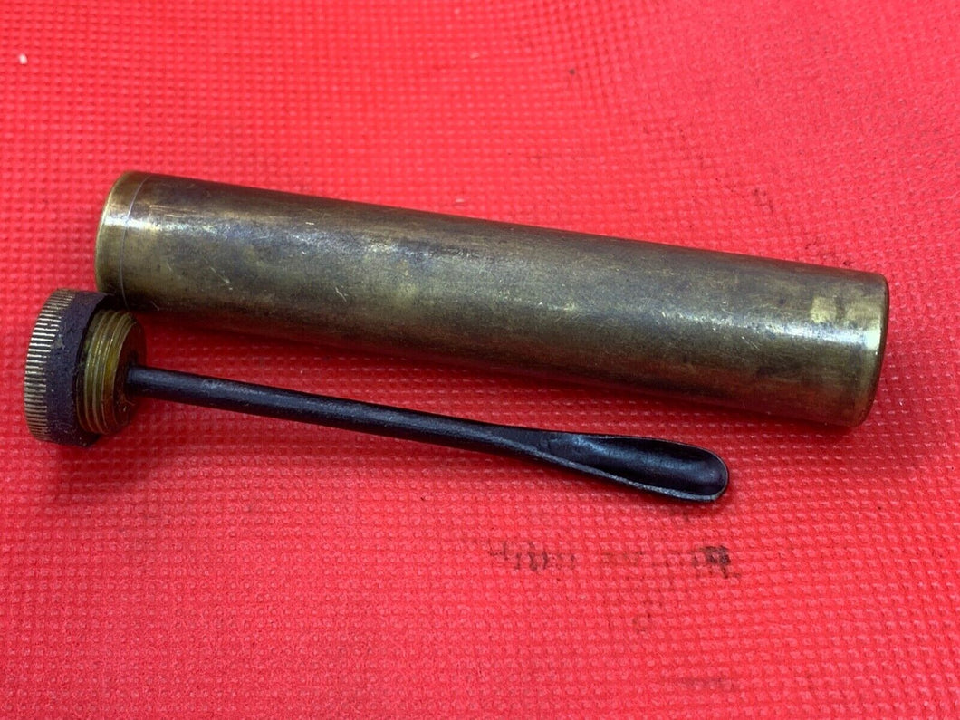 Original WW1 / WW2 British Army SMLE Lee Enfield Rifle Brass Oil Bottle - H.J&S