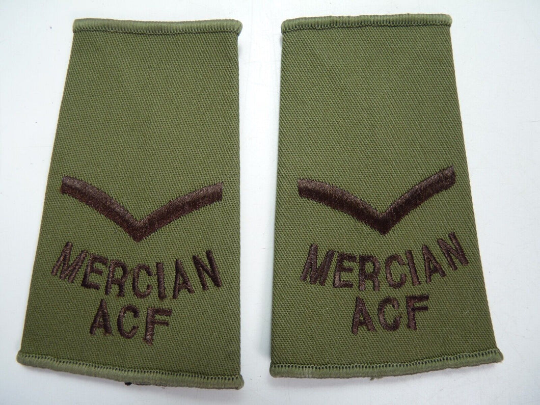 Mercian ACF OD Green Rank Slides / Epaulette Pair Genuine British Army - NEW
