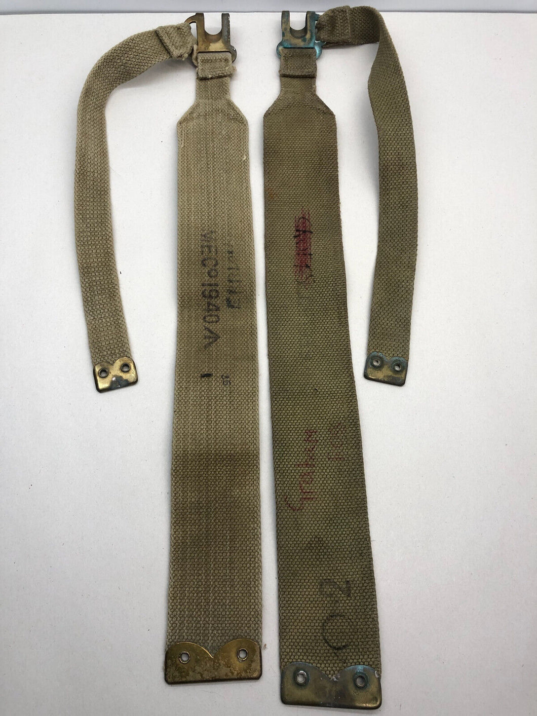 Original WW2 British Army 37 Pattern L Straps Pair - Wartime Dated