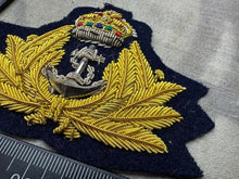 Load image into Gallery viewer, British Royal Navy Officers Cap Badge Bullion Embroidered Kings Crown
