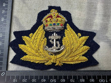 Load image into Gallery viewer, British Royal Navy Officers Cap Badge Bullion Embroidered Kings Crown
