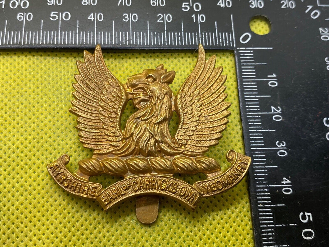 British Army Ayrshire Earl of Carrick Own Yeomanry Cap Badge - Maker Marked