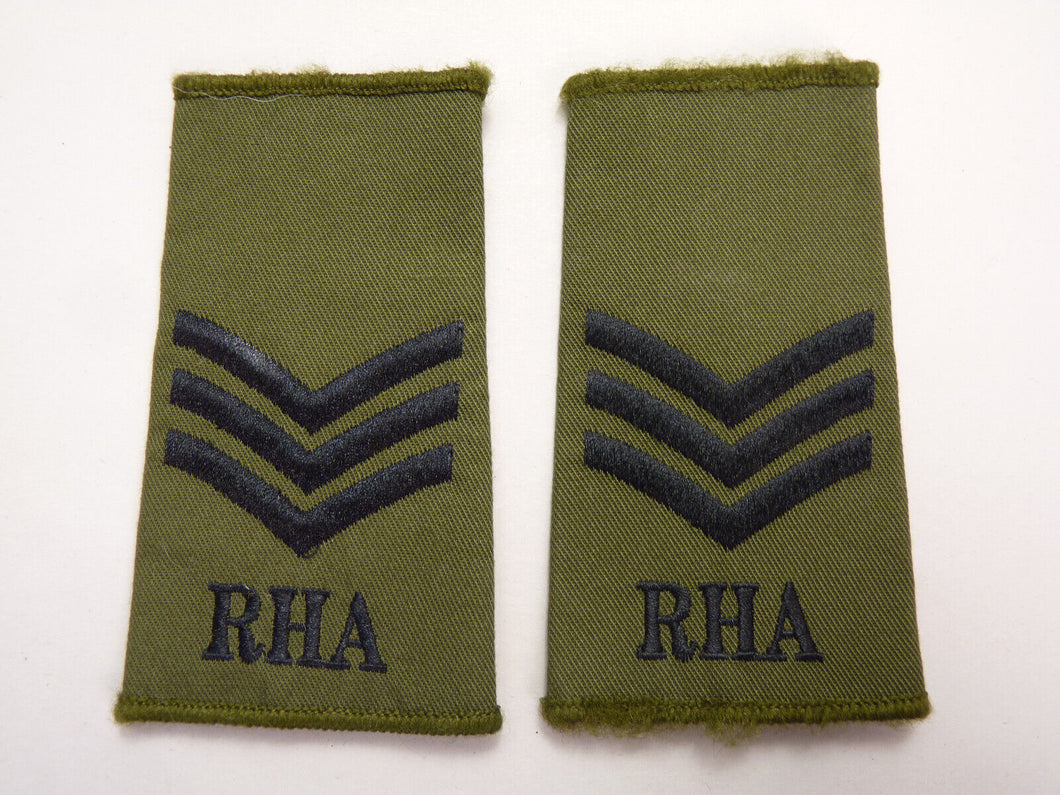 OD Green Rank Slides / Epaulette Pair Genuine British Army - RHA Sergeant