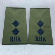 Load image into Gallery viewer, RHA Royal Horse OD Green Rank Slides / Epaulette Pair Genuine British Army - NEW

