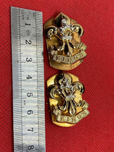 Load image into Gallery viewer, Original Pair of British Army Kings&#39; Liverpool Regiment Collar Badges
