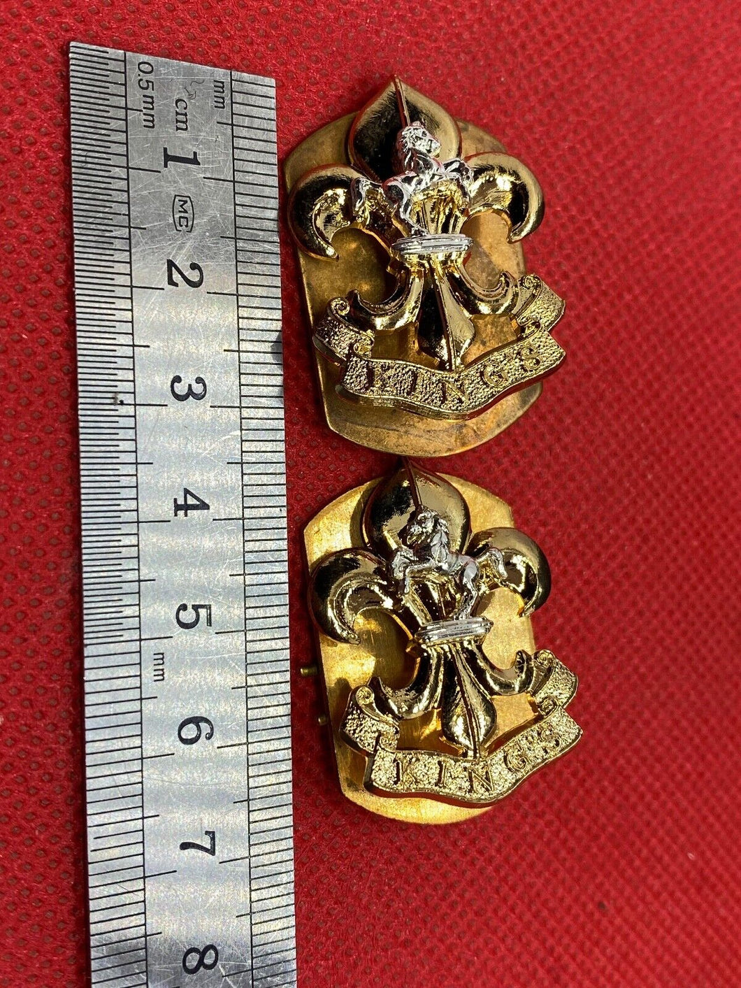 Original Pair of British Army Kings' Liverpool Regiment Collar Badges