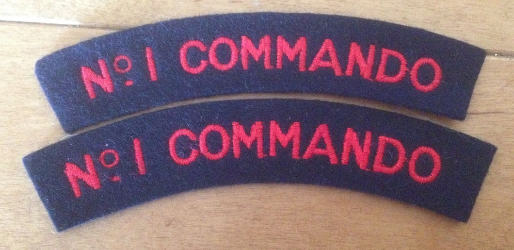 A nice matching pair of No. 1 COMMANDO / SAS Shoulder Title Cloth Patches