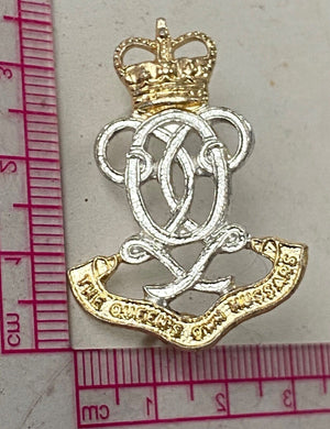 QUEEN'S OWN HUSSARS British Army staybrite cap/collar badge. - The Militaria Shop