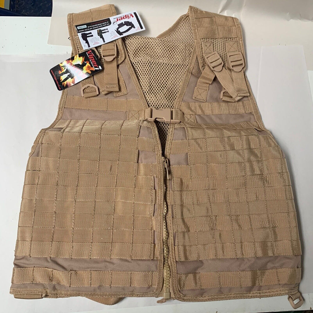 Viper Tactical Assault Webbing Vest Tan - Ideal for Paintball / Airsoft - The Militaria Shop