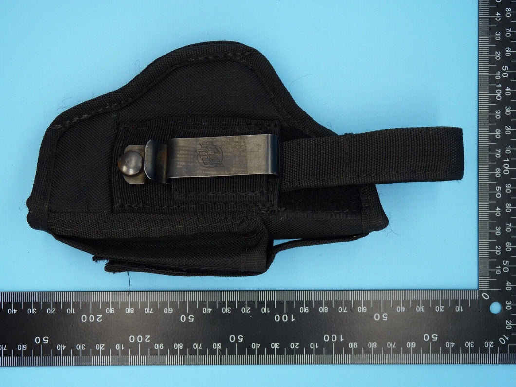 Black Fabric Tactical Belt Mounted Pistol Holster - Front Line