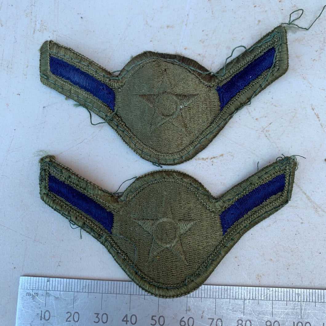 Pair of United States Air Force Rank Chevrons Olive Green -- Airmen