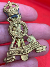 Load image into Gallery viewer, Original WW2 British Army Labour Corps Brass Kings Crown Cap Badge
