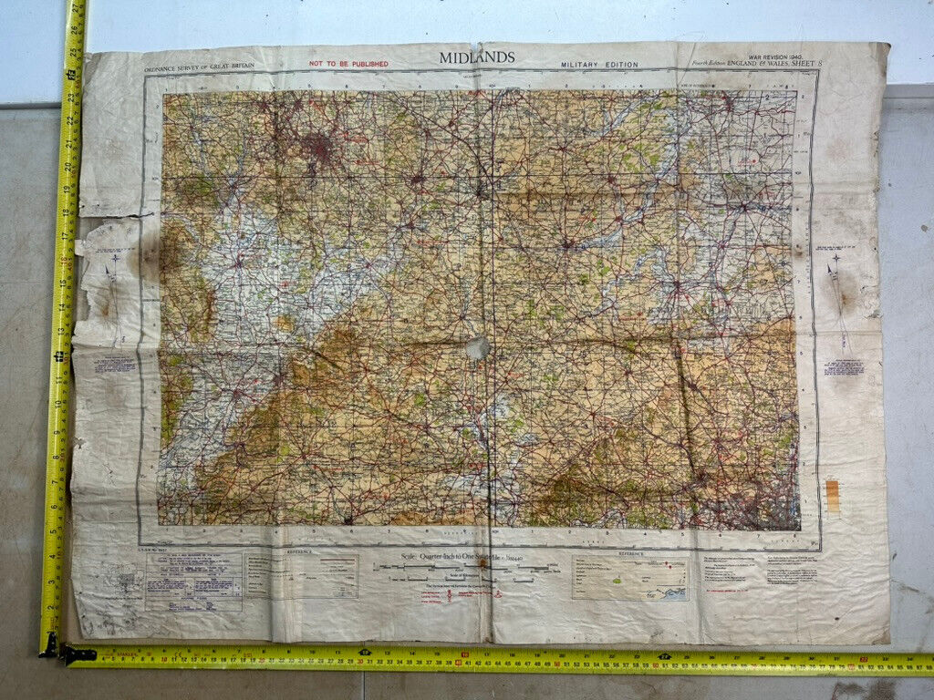 Original WW2 British Army OS Map of England - Showing RAF Bases - RAF Hendon