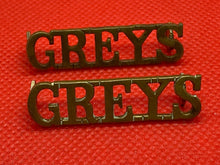 Load image into Gallery viewer, Original British Army GREY&#39;S Brass Collar Badges - Matching Pair
