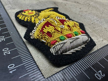 Load image into Gallery viewer, British Army Staff Officer Cap Badge - Kings Crown Wire Bullion Badge
