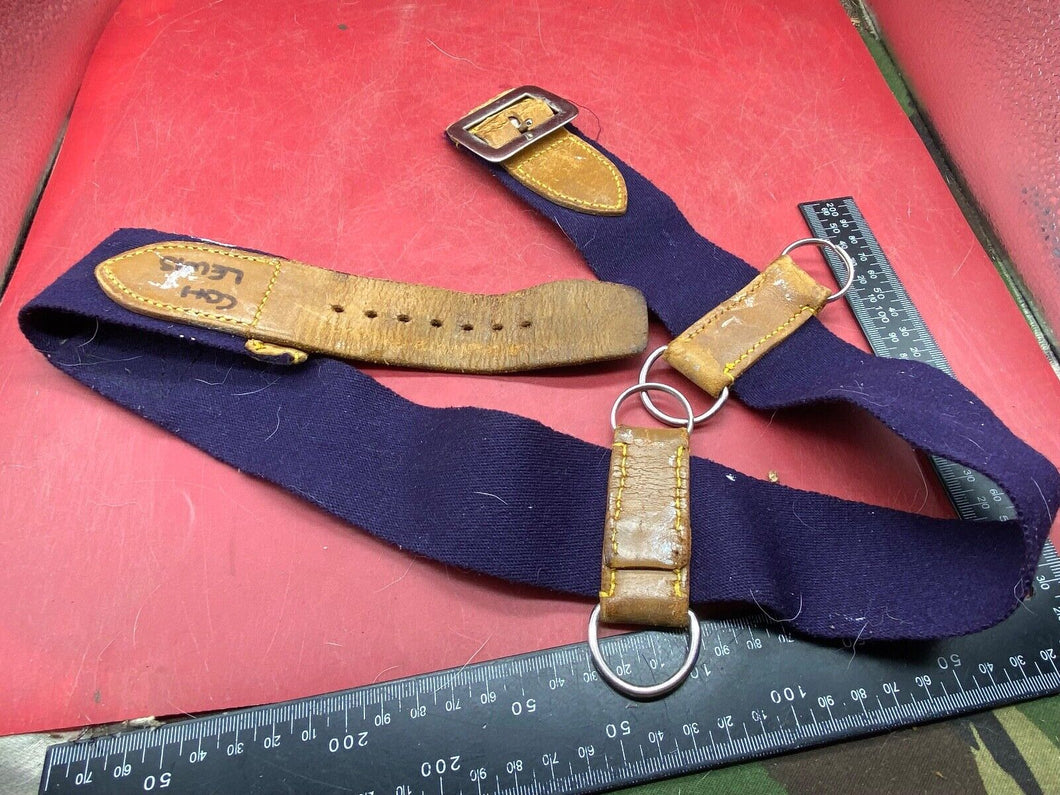 WW2 British Army Hussars Blue Canvas and Leather Belt with Fittings. 30 inch.