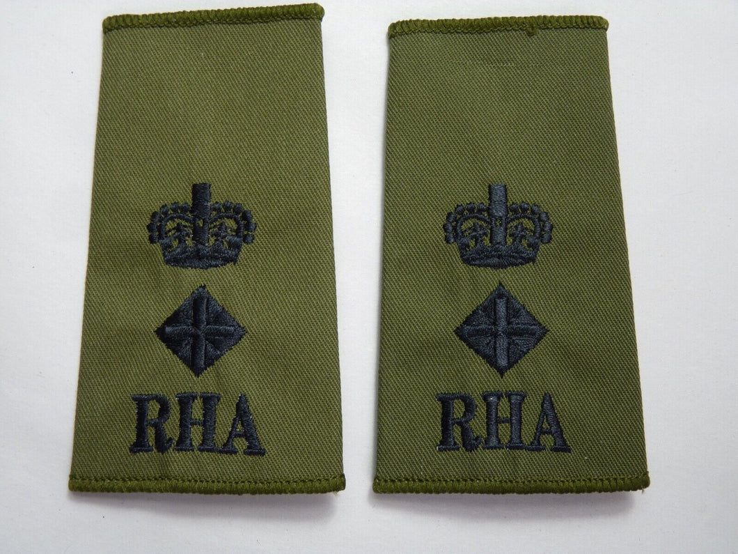 RHA Horse Artillery OD Rank Slides / Epaulette Pair Genuine British Army - NEW