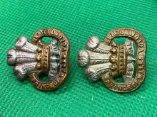 Load image into Gallery viewer, Original WW1 / WW2 British Army Prince of Wales Volunteers Collar Badges
