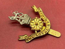 Load image into Gallery viewer, WW1 / WW2 British Army THE LOYAL REGIMENT White Metal and Brass Cap Badge.
