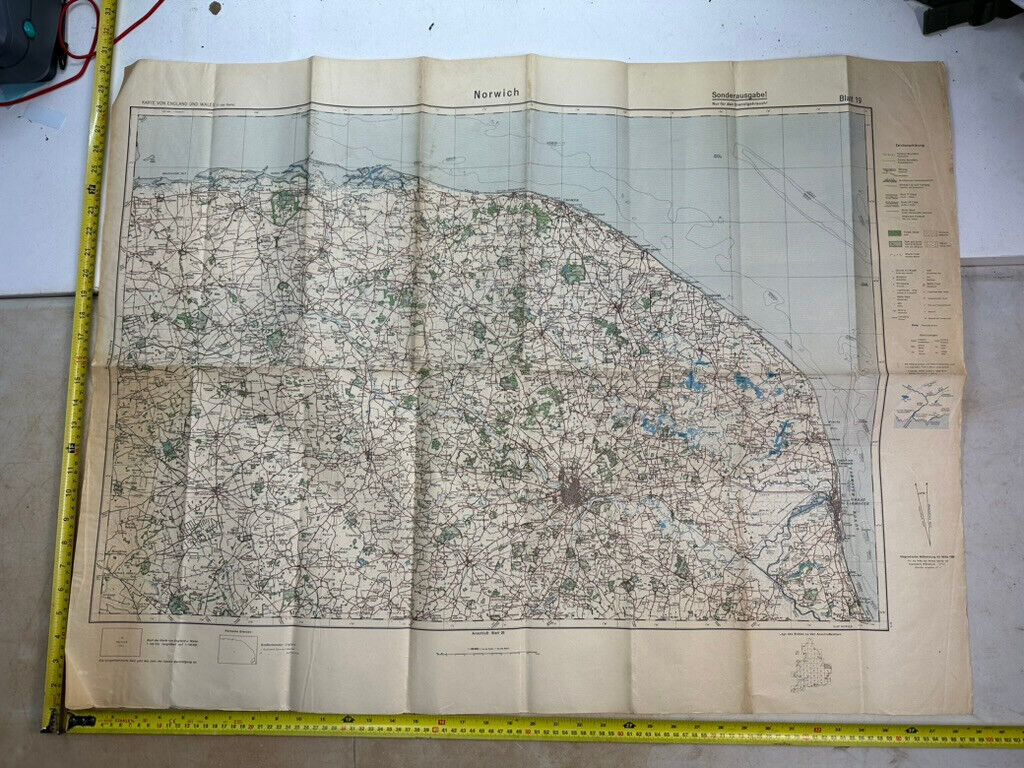 Original WW2 German Army Map of England / Britain - Norwich – The ...