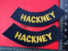 Load image into Gallery viewer, Original WW2 British Home Front Civil Defence Hackney Shoulder Titles
