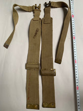 Load image into Gallery viewer, Original WW2 Dated British Army 37 Pattern Webbing L Straps - 1942 Dated
