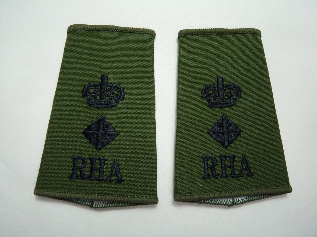 RHA Horse Artillery OD Rank Slides / Epaulette Pair Genuine British Army - NEW