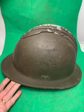 Load image into Gallery viewer, Original WW2 French Army M1926 Adrian Helmet - Divisional Paintwork - Complete
