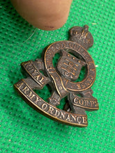 Load image into Gallery viewer, Original WW1 / WW2 British Army Officer&#39;s Royal Army Ordnance Corps Collar Badge
