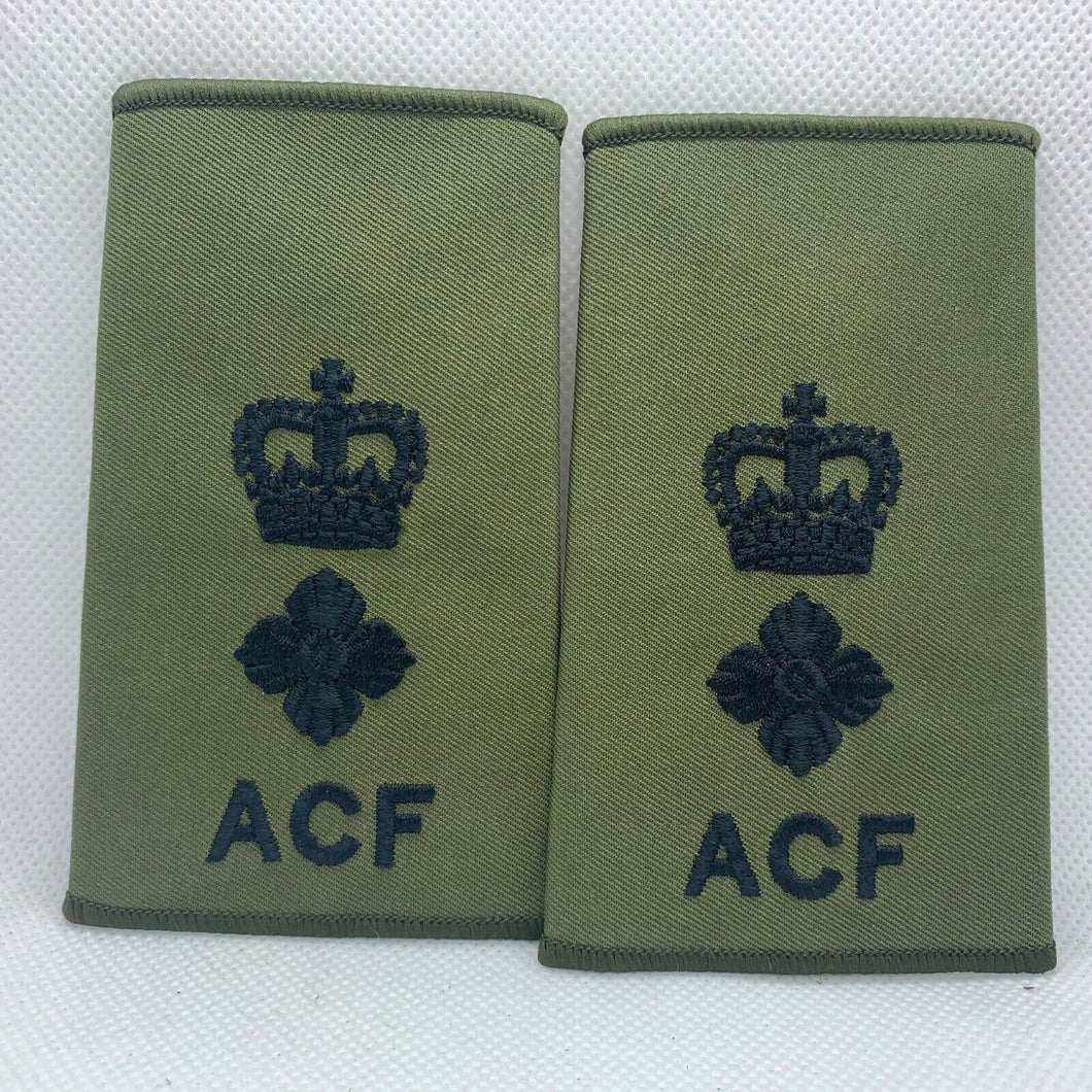 Kadett ACF OD Grün Rangabzieher / Schulterklappen Paar Original Britische Armee - NEU