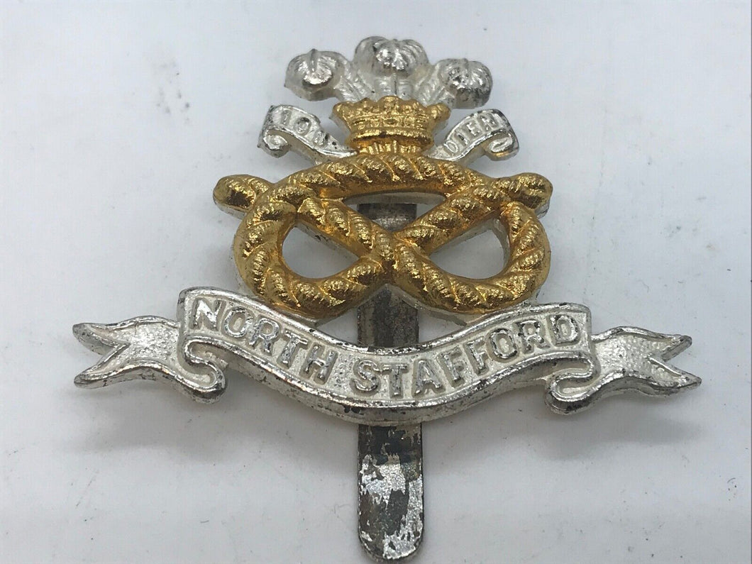 A gilt & silver washed NORTH STAFFORDSHIRE Officers dress uniform cap badge  B10