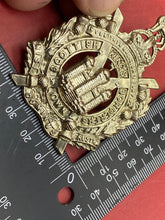 Load image into Gallery viewer, WW1 / WW2 British Army Kings Own Scottish Borderers  - White Metal Cap Badge.
