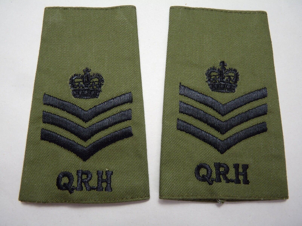 QRH Royal Horse OD Green Rank Slides / Epaulette Pair Genuine British Army - NEW
