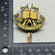 Load image into Gallery viewer, WW1 / WW2 British Army EDUCATION CORPS Brass Cap Badge.
