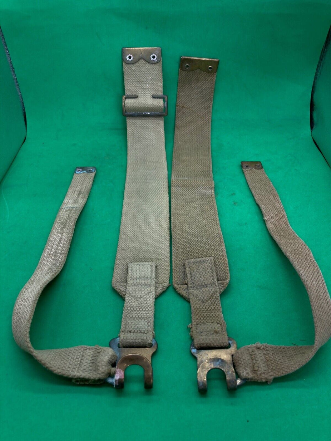 Original WW2 Pattern British Army L Straps Pair - 37 Pattern Webbing Haversack - The Militaria Shop