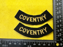 Load image into Gallery viewer, Original WW2 British Home Front Civil Defence Coventry Shoulder Titles

