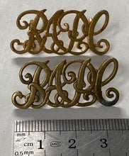 Load image into Gallery viewer, WW1 British Army - Royal Army Pay Corps RAPC brass shoulder titles.

