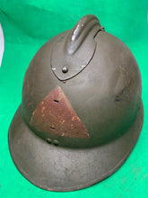 Load image into Gallery viewer, Original WW2 French Army M1926 Adrian Helmet - Divisional Markings - Complete
