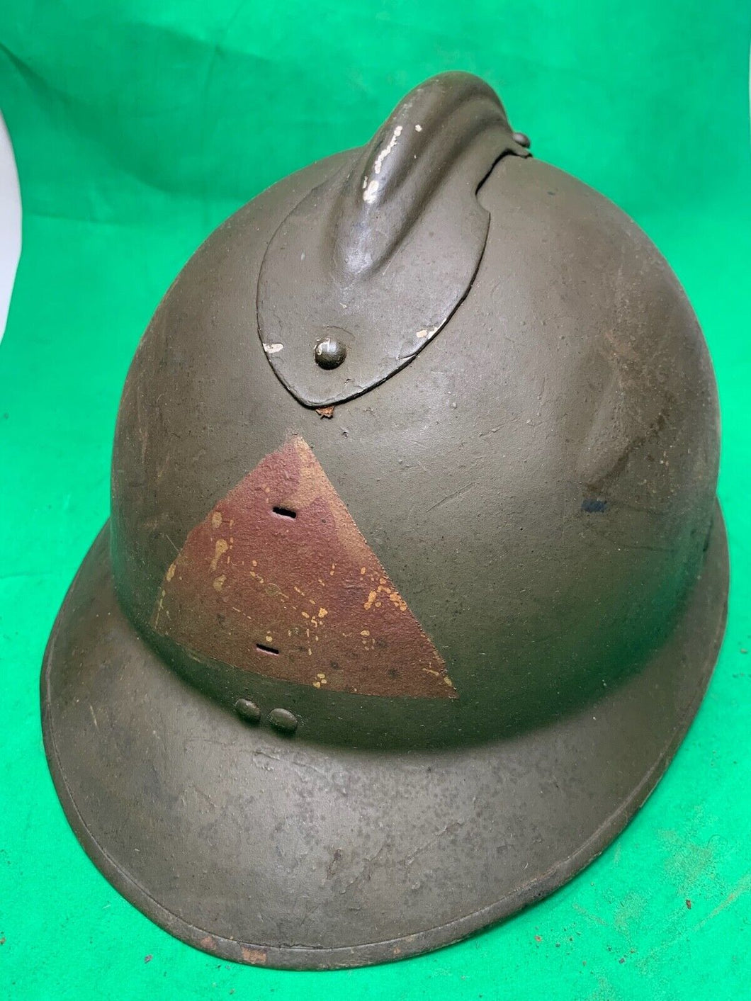 Original WW2 French Army M1926 Adrian Helmet - Divisional Markings - Complete