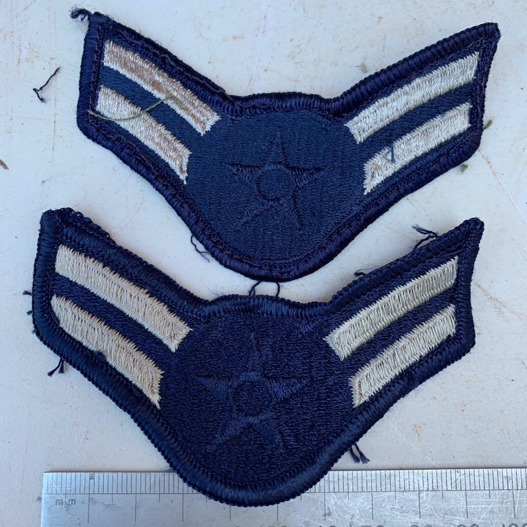 Pair of United States Air Force Rank Chevrons Navy Blue - Airmen First Class