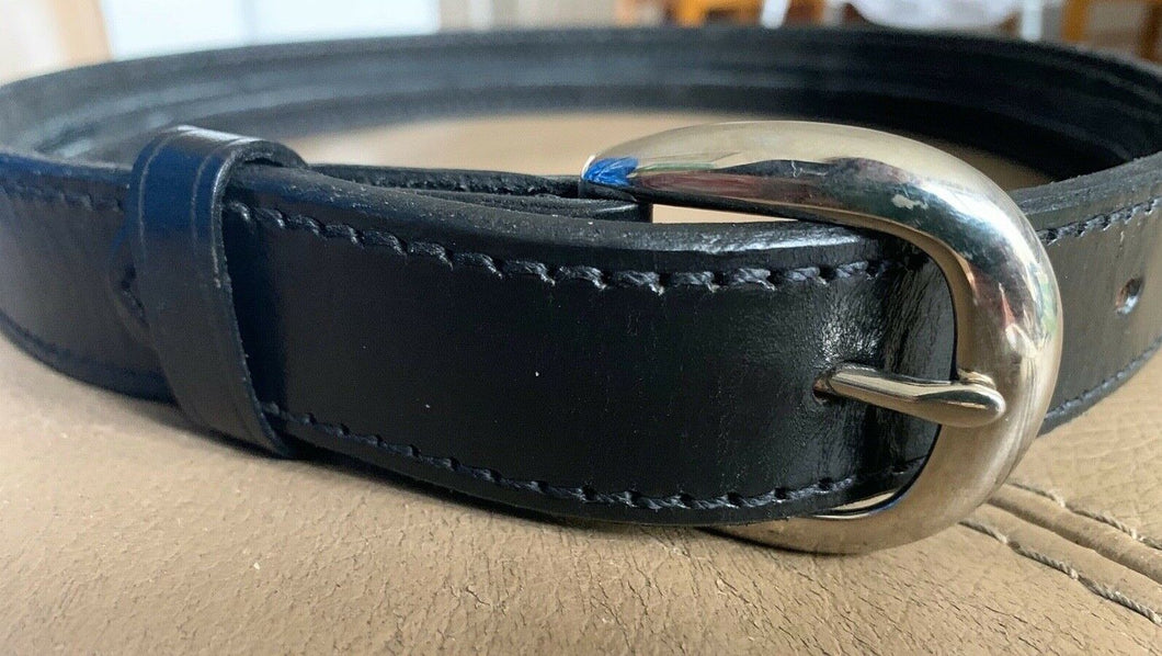 Aker Black Leather Pistol Police Belt - Varied Sizes - Hidden Coin Compartment